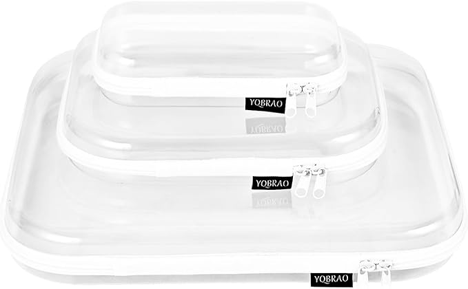 YQBRAO Clear Hard Shell Organizer Cases, Multi-Size (L, M & S), 3-Pack
