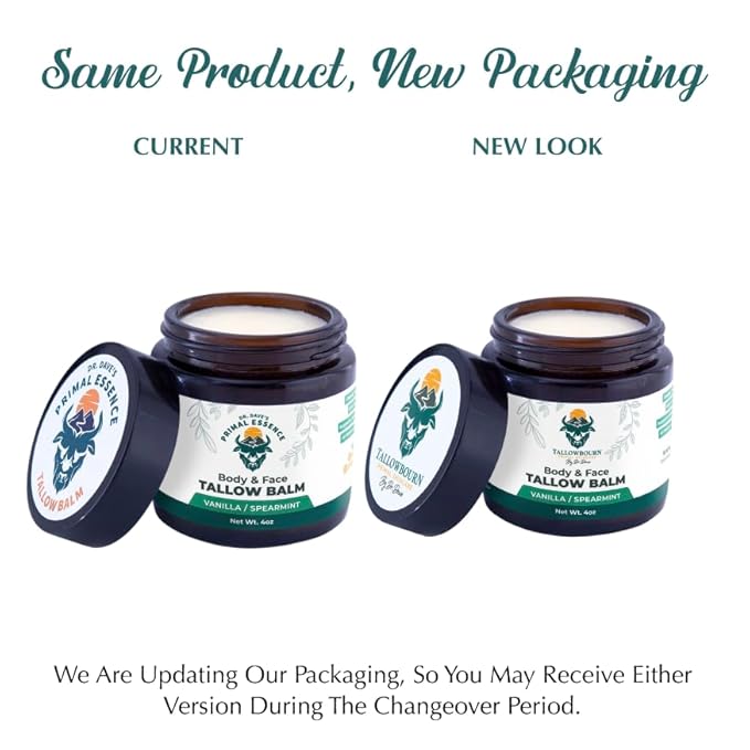Grass-Fed Beef Tallow Balm for Face & Body - Vanilla & Spearmint - 4oz