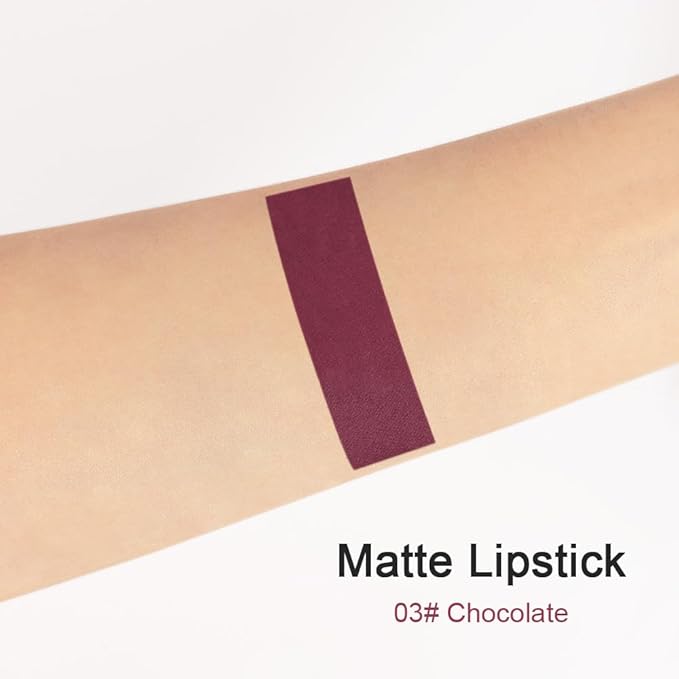 evpct 1Pcs Tan Maroon Matte Lipstick and Lip Crayon Liner Pencil Set for Women Lip Stain Long Lasting Waterproof labiales mate magicos 24 horas originales pintalabios permanente 24 horas 03