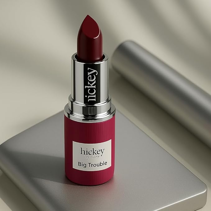 Hickey Lipstick Refill - Big Trouble (Berry Wine) - Hydrating Formula with Jojoba Oil, Long Lasting Velvet Finish Formula - Vegan & Gluten-Free