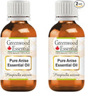 Greenwood Essential Anise Essential Oil (Pimpinella anisum) Pure | Non-Sticky | Non-Greasy | Lightweight | Men & Women | All Skin Types | Steam Distilled 30ml X 2 (2 oz)