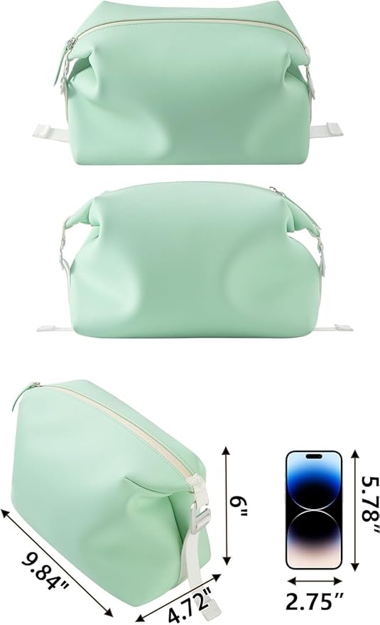 Onbagway 6"x9.84" 4.5L Silicone Toiletry Bag, Turquoise Blue