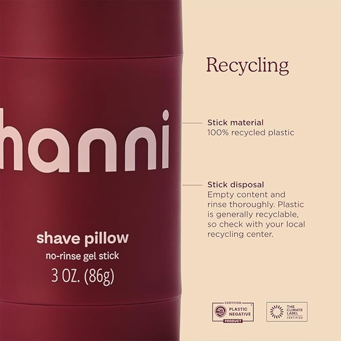 HANNI Shave Pillow No-Rinse Shave Gel Stick, Waterless Dry Shave, 3 oz
