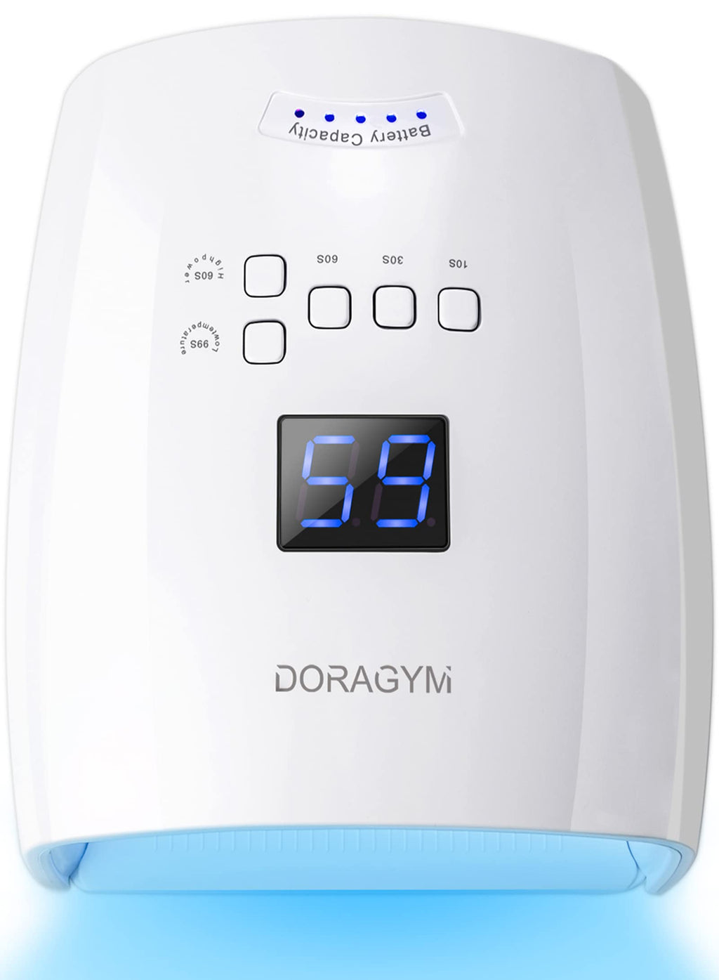DORAGYM UV LED Nail Lamp, Cordless Gel Polish Dryer for Professional Gel Manicures - White