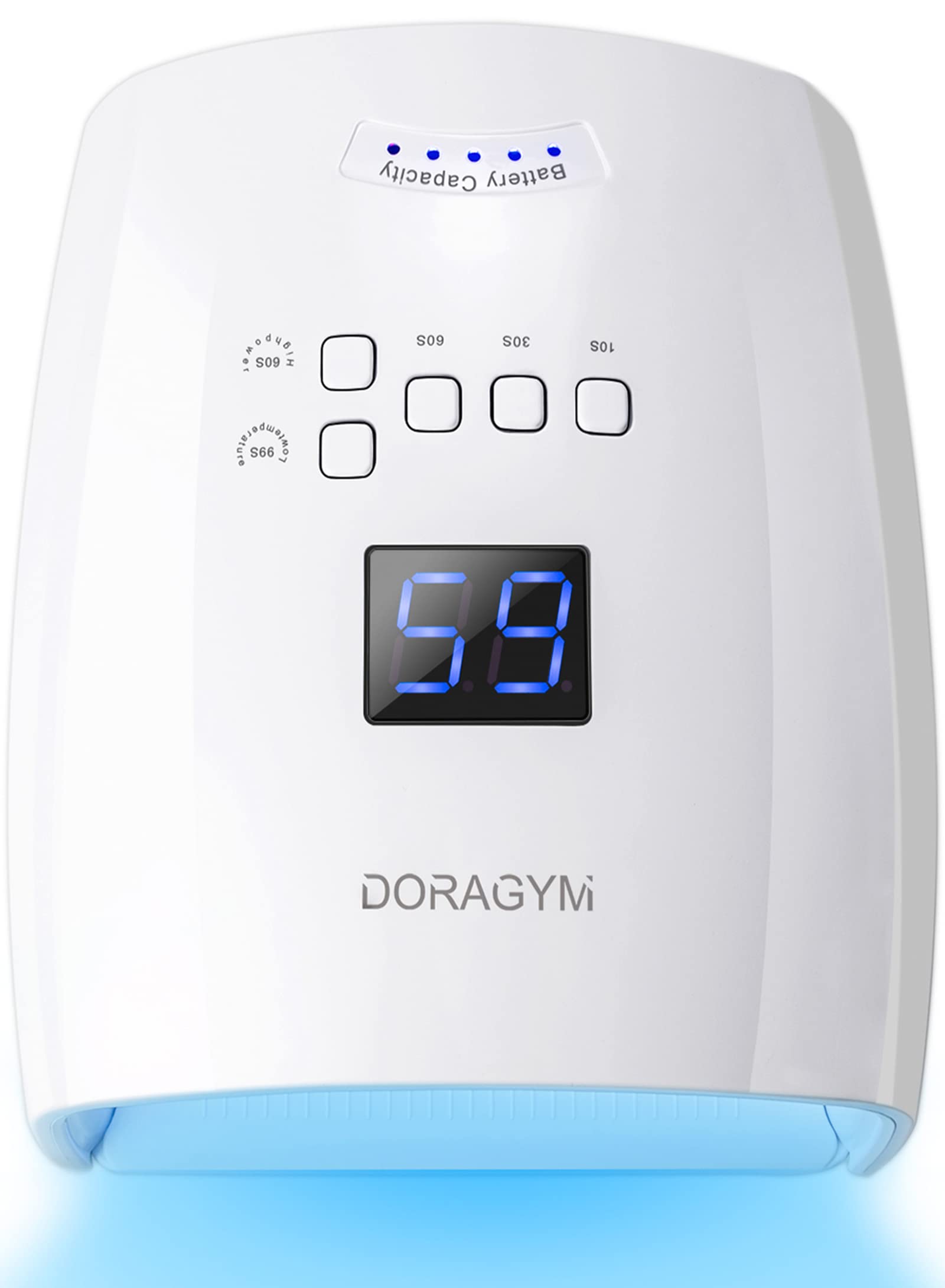 DORAGYM UV LED Nail Lamp, Cordless Gel Polish Dryer for Professional Gel Manicures - White
