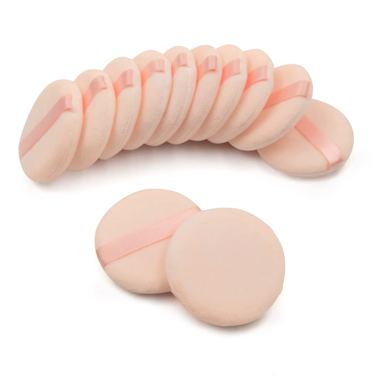 12 PCS Cotton Powder Puff Face Makeup Puff Pads 2.36 Inch, Velour Round Fluffy Puff for Loose Powder Foundation (White)