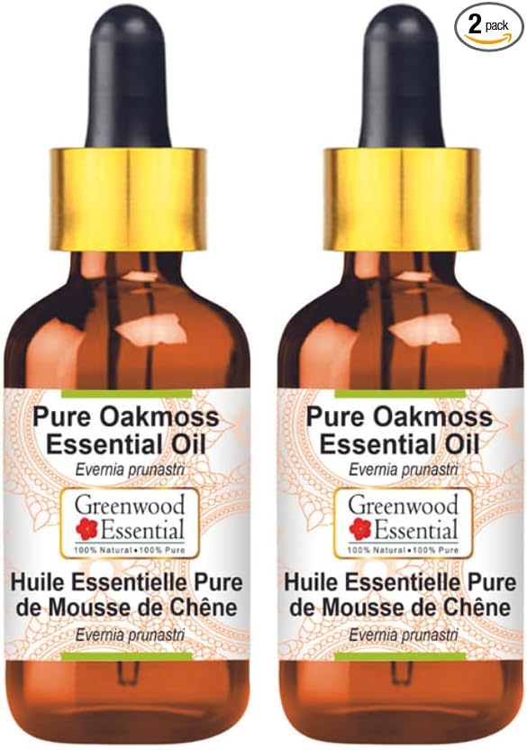 Greenwood Essential Oakmoss Essential Oil (Evernia prunastri) with Glass Dropper | Pure | Viscous Texture | Rich Aroma | Unisex | All Skin Types |Natural Extract Steam Distilled 15ml X 2 (1 oz)