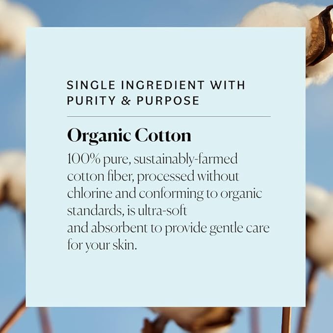 Sky Organics Organic Cotton Rounds for Sensitive Skin, 100% Pure GOTS Certified Organic for Beauty & Personal Care, 100 ct.
