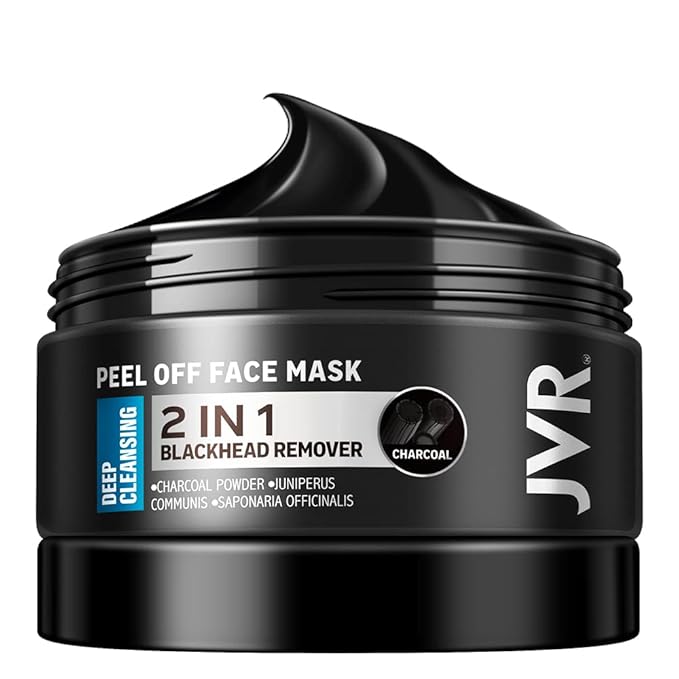 JVR Peel Off Face Mask, Blackhead Mask for Men, Charcoal Peel Off Black Mask, Facial Mask Refreshing and Deep Cleansing for All Skin Types 4.23 OZ