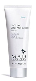 M.A.D Skincare Spot On Zinc and Sulfur Mask - Pore Refining Complex with Alp Sebum and Willow Bark for Targeted Oil Control 2.0 oz