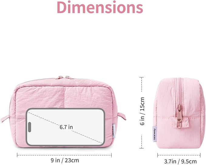 Narwey Puffy Makeup Bag Travel Toiletry Bag, Cute Cosmetic Bag for Women