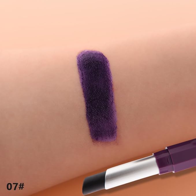 Dark Deep Purple Cream Matte Lipstick Stick 07#, Longwear Full Coverage Velvet Lip Color, Waterproof Multi-Use Lip & Cheek Makeup for Party & Daily Wear, Labial con color mate para uso diario
