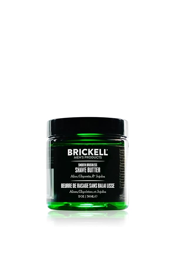 Brickell Men's Smooth Brushless Shave Butter for Men, Smooth Shaving Butter to Fight Nicks, Cuts and Razor Burn, With Shea Butter, Aloe, and Vitamin E, 2 Ounce, Unscented