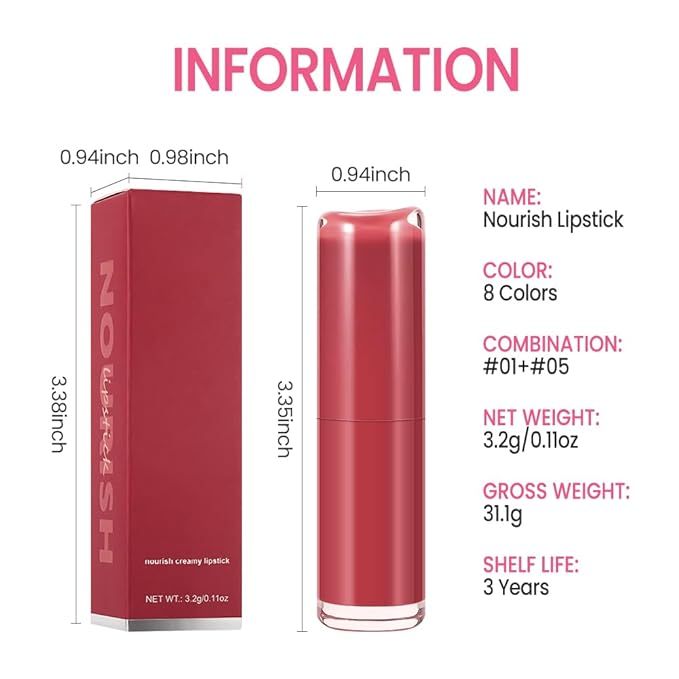 HHLTOH 2Pcs Honey Lipstick Tinted Lip Balm Set - Matte Tint Cream Lipsticks for All Skin Tones,Hydrating Lip Stain,Can be Buildable Nourishing Moisturizing Suitable for Women to Every Day Makeup 01&05