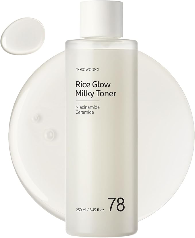 TOSOWOONG Rice Glow Milky Toner for Glass Skin & Hydration, Dark Spots