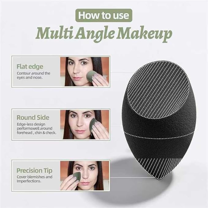 Wiko 12 Pcs Makeup Sponges Black for Foundation Latex-Free Cosmeti Blending Sponge Set Reusable Applicator For Powder Cream and Liquid Makeup Tools Bulk