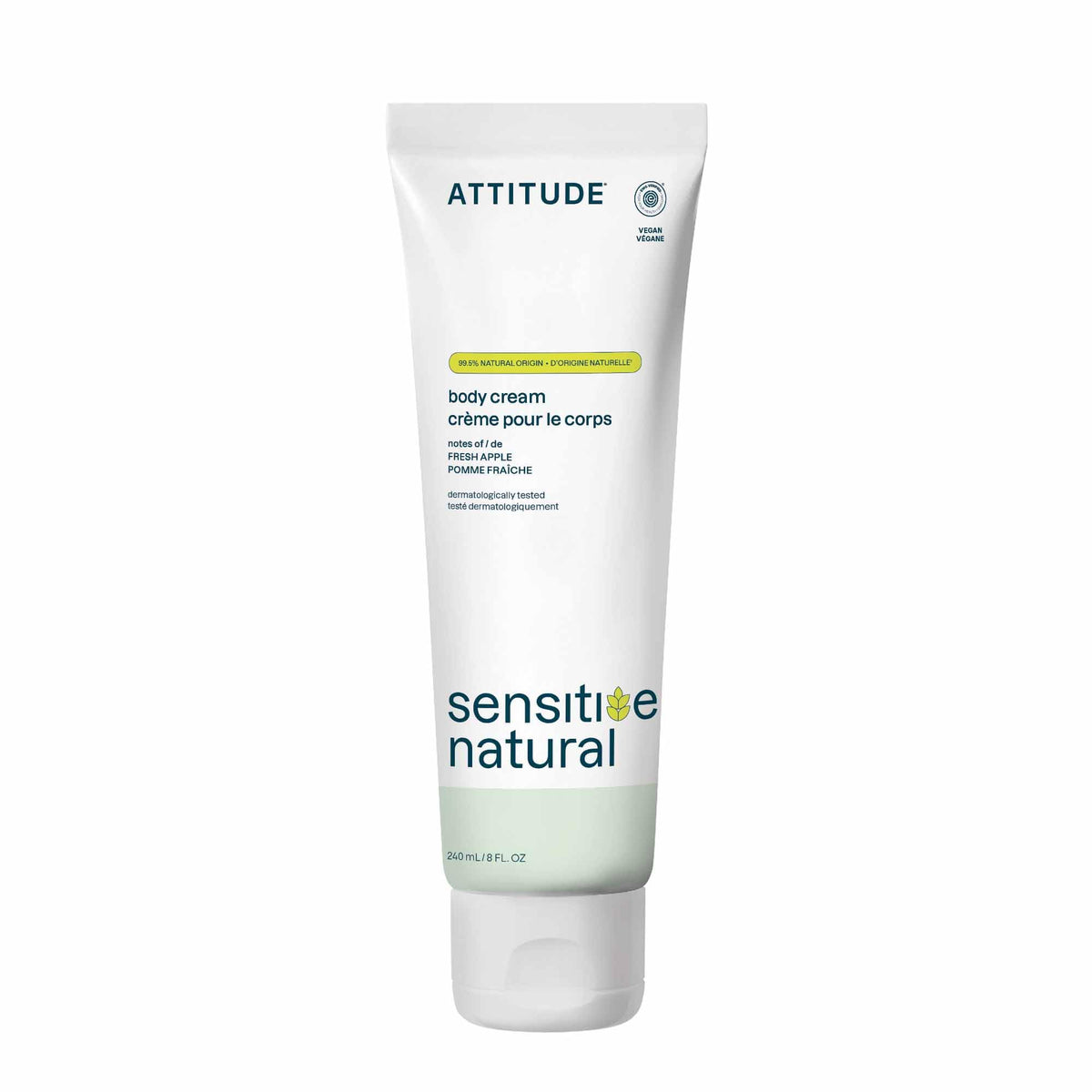 ATTITUDE Face & Body Cream for Sensitive Skin, Fresh Apple, 8 Fl Oz