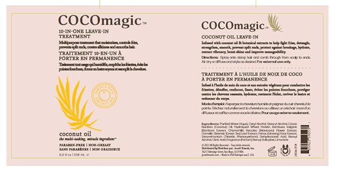 Cocomagic 10-in-1 Leave-in Hair Treatment with Coconut Oil | Hydrate, Detangle, Prevent Frizz | Smooths, Creates Silkiness | Gentle for All Hair Types | Paraben Free (8 oz)