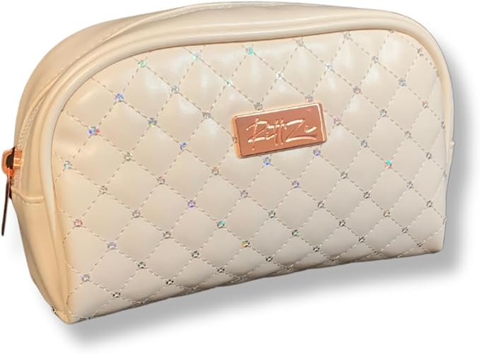 RITTZI Cream Quilted Cosmetic Bag - Elegant Travel & Makeup Organizer