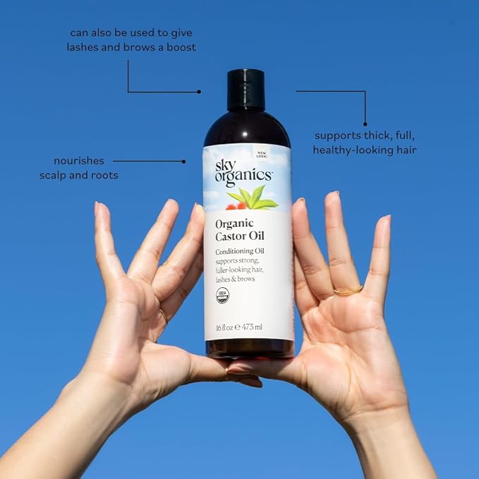 Sky Organics Organic Castor Oil 8oz, Pure, Cold Pressed and Hexane Free