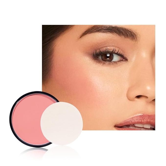 HHLTOH Natural Single Matte for Face Cheeks Blush with Makeup Powder Puff, Nude Skin Monochrome Blush Cream Powder Makeup Palette Blushes Long-lasting Color Blendable Foundation for Women Every Day 03