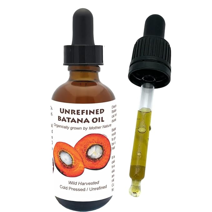Best Nature's Cosmetics Batana Oil for Hair Growth and Repair: Raw Batana Oil from Honduras - 100% Pure & Natural - For Thicker & Stronger Hair. Recognized by Dr. Sebi (2 fl oz)
