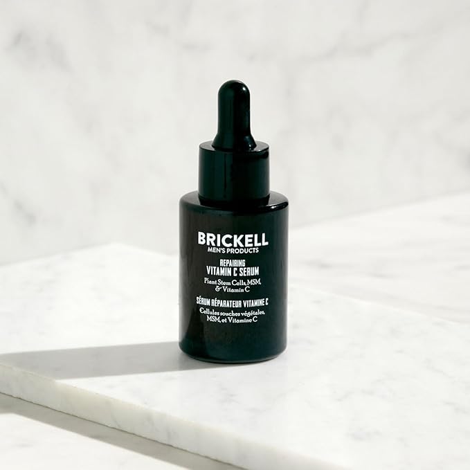 Brickell Men's Anti Aging Serum For Face, Repairing Night Facial Serum for Men, With Vitamin C, Hyaluronic Acid, and Green Tea to Diminish Wrinkles and Reduce Redness, 1 Ounce, Scented
