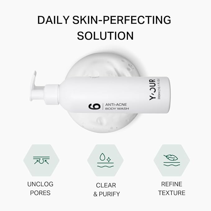 Y'OUR Aloe Vera Anti-Acne Body Wash | Gentle & Non-Drying Formula | Smooths Texture & Evens Tone | Clears Bacne & Breakouts for Women + Men, Paraben & Sulfate Free