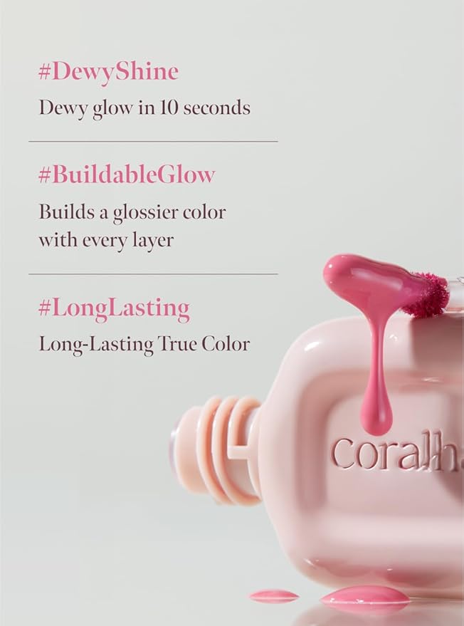 CORALHAZE Dew Drop Tint #204 Rare 4.5g, Glossy, Lightweight Lip Stain, Glass-Like, High Shine, Moisturizing Lip Oil, Long Lasting Color, Hydrating Gloss, Dewy Finish, Korean Beauty Makeup