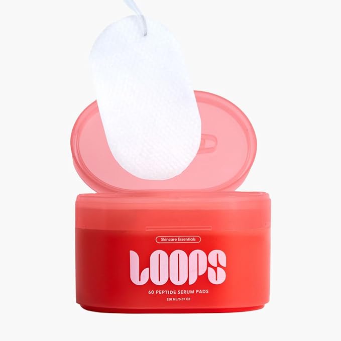 LOOPS Peptide Serum - Moisturizing Korean Skincare Pads, 60 count