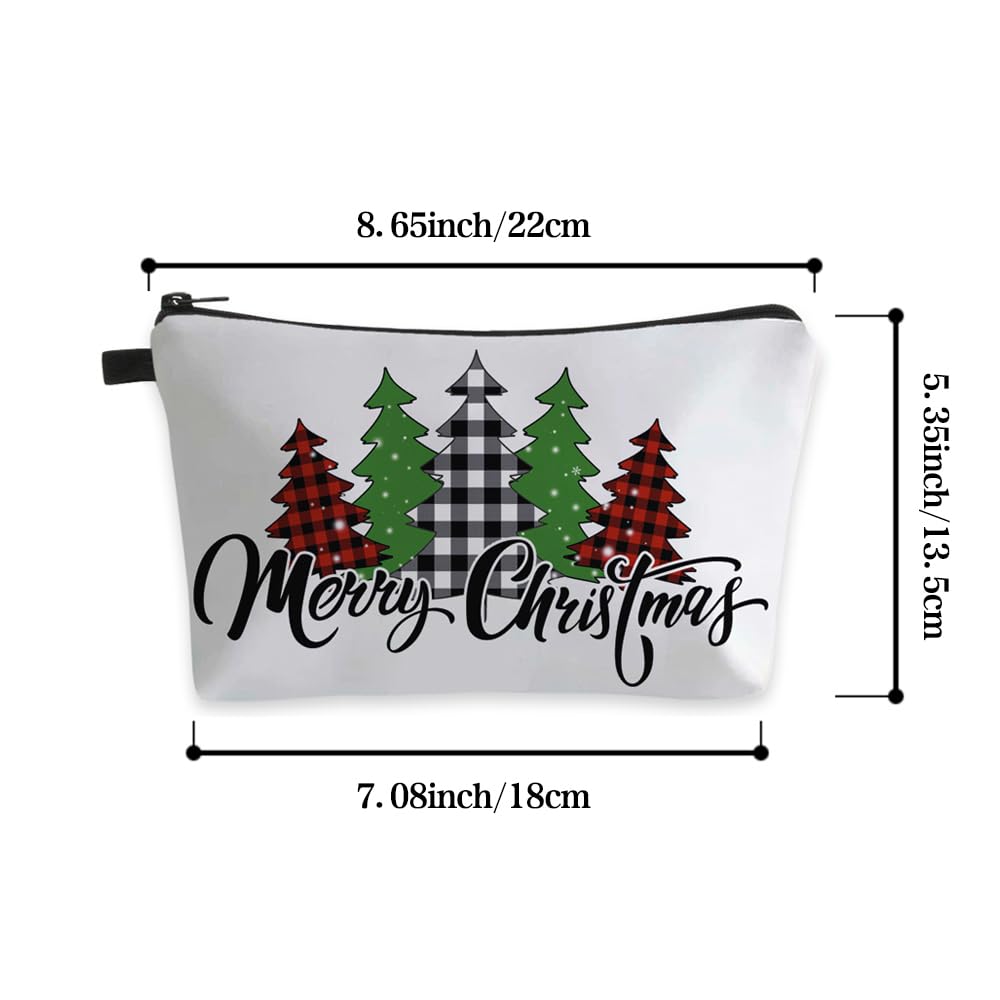 Loomifang Small Makeup Bag Cosmetic Bag for Women, Pretty Design Organizer Case with Zipper Closure, Lightweight and Water-Resistant Make Up Bag - 8.65"x 5.35" x 7.08"（Merry Christmas）