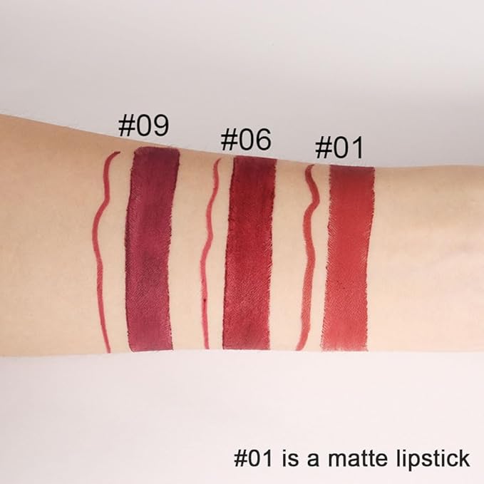 HHLTOH 2-in-1 Ruby Red Matte Lip Liner and Lipstick Combo, Red Lipsticks for Women 24 hour Long Lasting Waterproof Smudge Proof, Easy to apply, Everyday Lips Makeup 01
