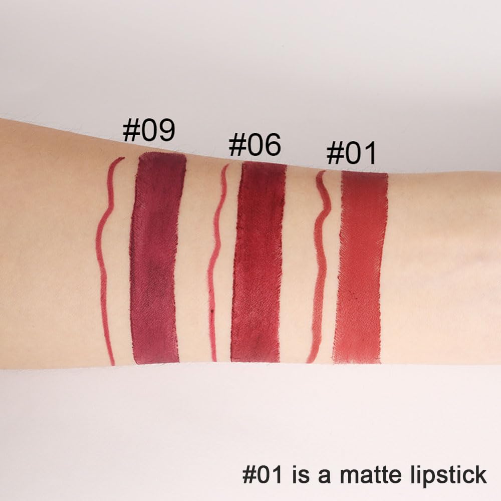 HHLTOH 2-in-1 Ruby Red Matte Lip Liner and Lipstick Combo, Red Lipsticks for Women 24 hour Long Lasting Waterproof Smudge Proof, Easy to apply, Everyday Lips Makeup 01