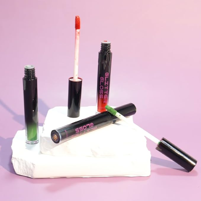 CAKAILA Gray Black Green Red Metallic Lipstick for Women,Glitter Sparkling Liquid Lipstick,Long Lasting Waterproof Lightweight Non-Drying Bold Dark Lip Gloss for Gothic Stage Makeup,Vegan