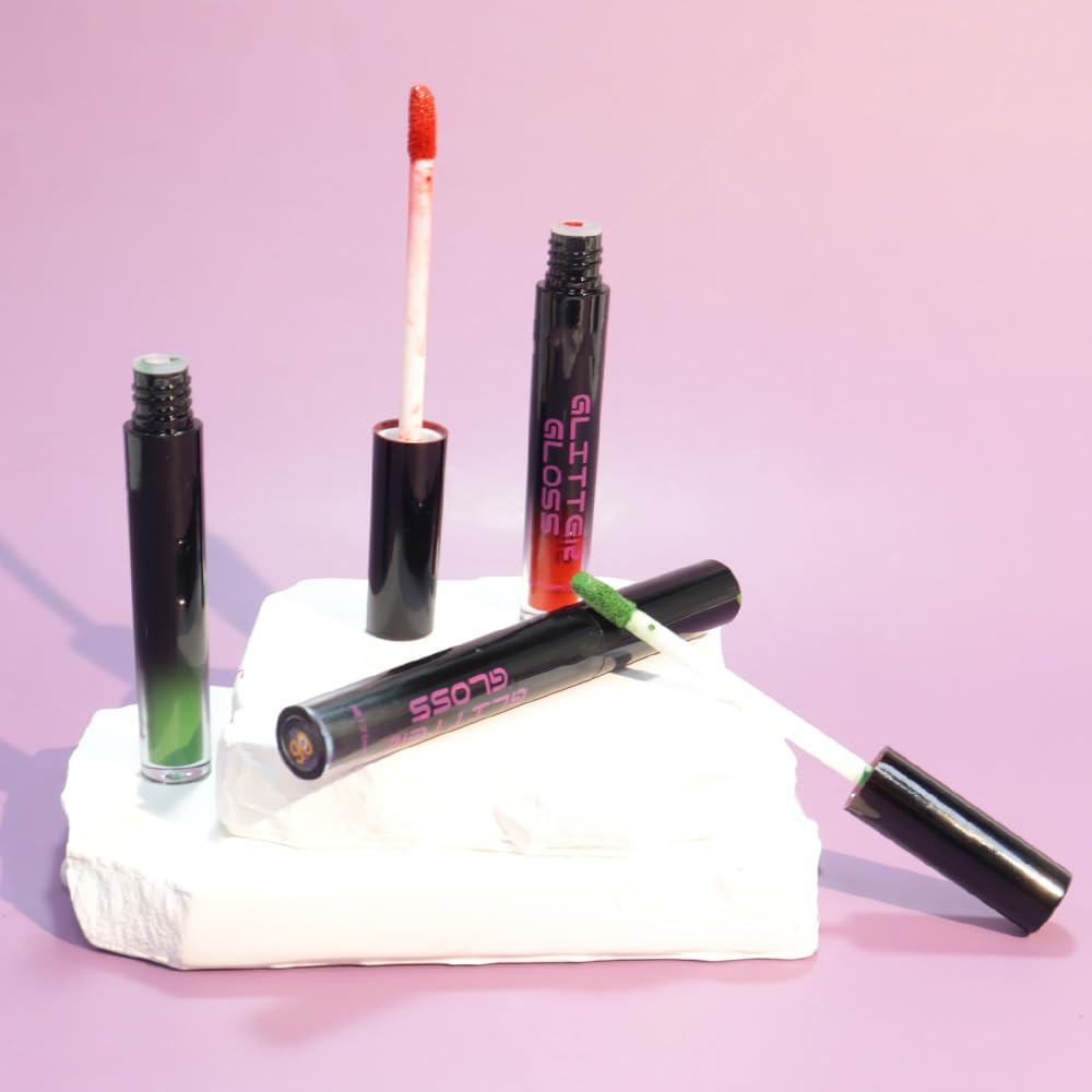 CAKAILA Gray Black Green Red Metallic Lipstick for Women,Glitter Sparkling Liquid Lipstick,Long Lasting Waterproof Lightweight Non-Drying Bold Dark Lip Gloss for Gothic Stage Makeup,Vegan