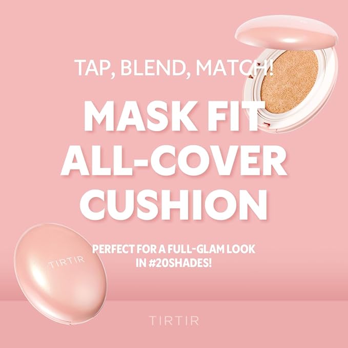 TIRTIR Mask Fit All Cover Pink Cushion Foundation | High coverage, Velvety Matte Finish, Lightweight, Flawless, Corrects Redness, Korean Cushion (#43N Deep Cocoa, Full Size, 0.63 Fl Oz)