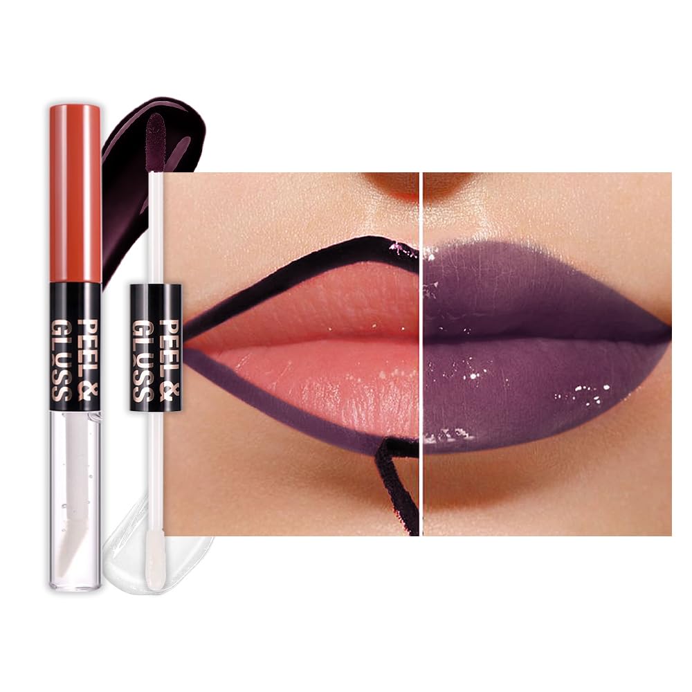 JUAAZIN Matte Liquid Lip Stain Peel Off Lip liner Tattoo, Brownish Red Matte Peel Off Lip Stain, Long Lasting Waterproof Lipstick Lip Gloss Stain, Transfer-proof for All Skin Types, 0.12 fl oz 03#
