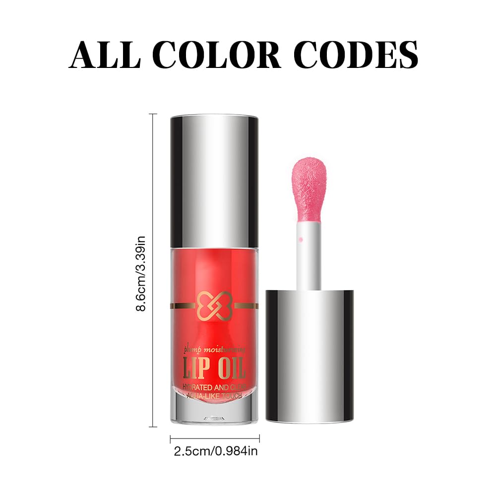 Nourishing Lip Oil, Deep Moisturizing Lip Balm Liquid, Non-Sticky High Shine Lip Gloss, Hydrating Lip Tint for Soft, Smooth, Healthy-Looking Lips, Lightweight Glossy Lip Care for Daily Use-5#