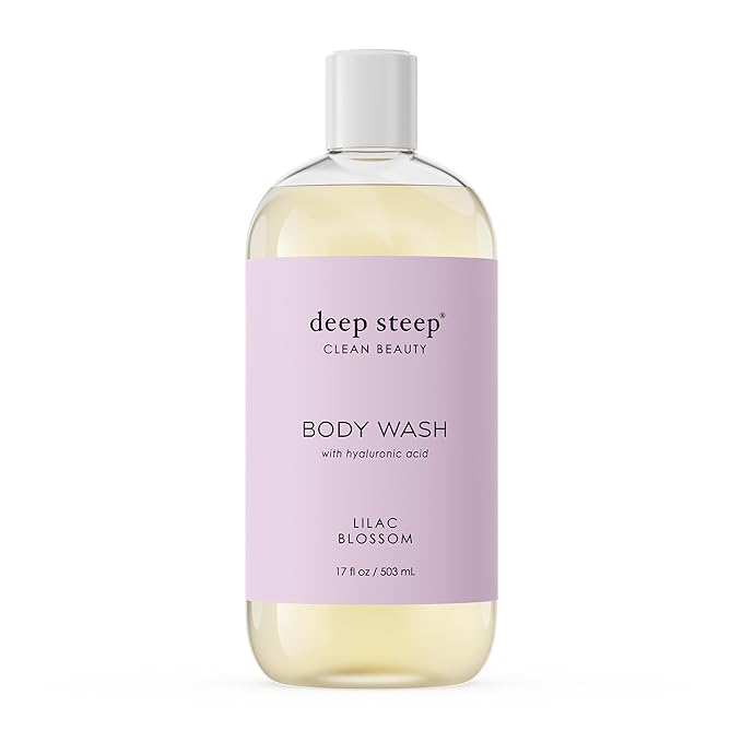 Deep Steep Lilac Blossom Body Wash, Hydrating Shower Gel with Hyaluronic Acid & Shea Butter for Sensitive Skin, Bodywash for Women & Men, 17 Fl Oz, 1-Pack