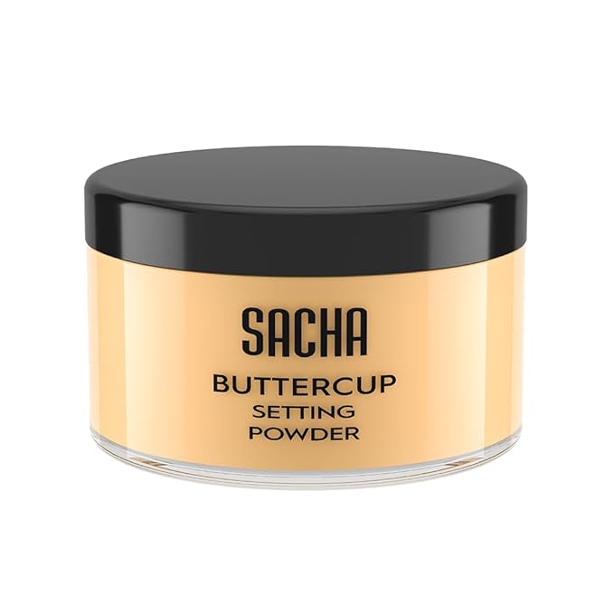 Sacha Buttercup Setting Powder – Medium to Deep Skin Tones Translucent Loose Face Powder, Flashback-Resistant, Oil Control, Long-Wear Matte Finish (1.75 oz)