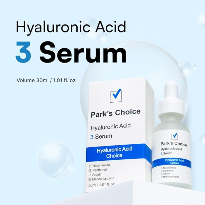 Hyaluronic Acid Serum for Dry Skin | Deep Hydration Serum with Hyaluronic Acid 3% + Niacinamide + Madecassoside | Plumping & Moisture Barrier Care Facial Serum | Korean Skincare | Park’s Choice
