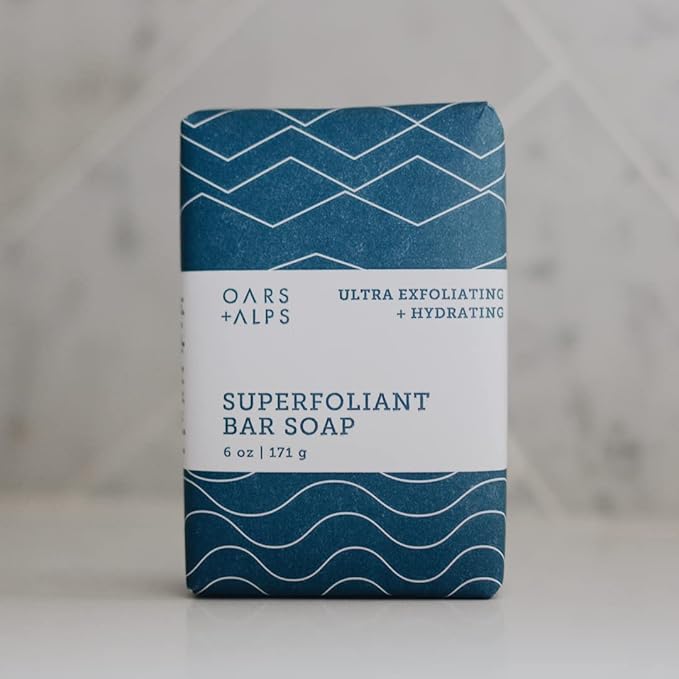 Oars + Alps Exfoliating & Moisturizing Bar Soap for Men, Deep Cleaning Soap, Clean Ingredients, All Skin Types, Jojoba Beads, 6pk