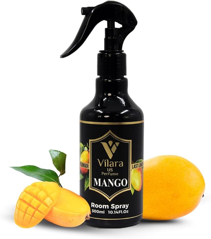 Vilara US Perfume Room Spray Freshener - Long-Lasting Luxury Scents - Room and Linen Spray for Bedding, Sheets, Fabric, Furniture for Aromatherapy - 10.14 fl oz (Multipack 3:Mango,Jasmine,Spring)