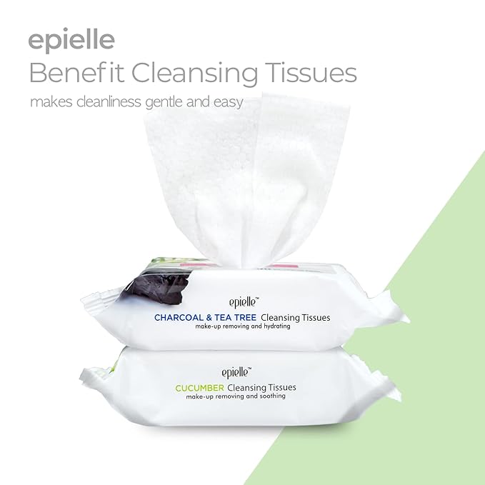 Epielle Makeup Remover Wipes, Remove Waterproof Mascara, Gentle Daily Facial Cleanser Towelettes with Collagen, Tea Tree & Aloe Vera, Stocking Stuffers, 30 Count (Pack of 6)