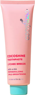 Cocoshine Teeth Whitening Toothpaste by Cocolab, Nano-Hydroxyapatite Toothpaste, Non-Fluoride with Xylitol and Coconut Oil, Gently Formulated for Sensitive Teeth, Adults and Kids, Lychee Breeze,3.4Oz