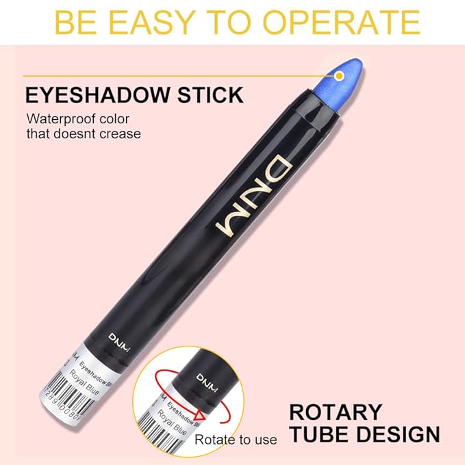 8Pcs Glitter Eye Shadow Sticks Liner Pencils Makeup, Pearl White Smokey Black Gray Silver Violet Purple Khaki Royal Blue Shimmer Glitter Eyeliner Pencil Cream Eyeshadow Palette Makeup for Older Women
