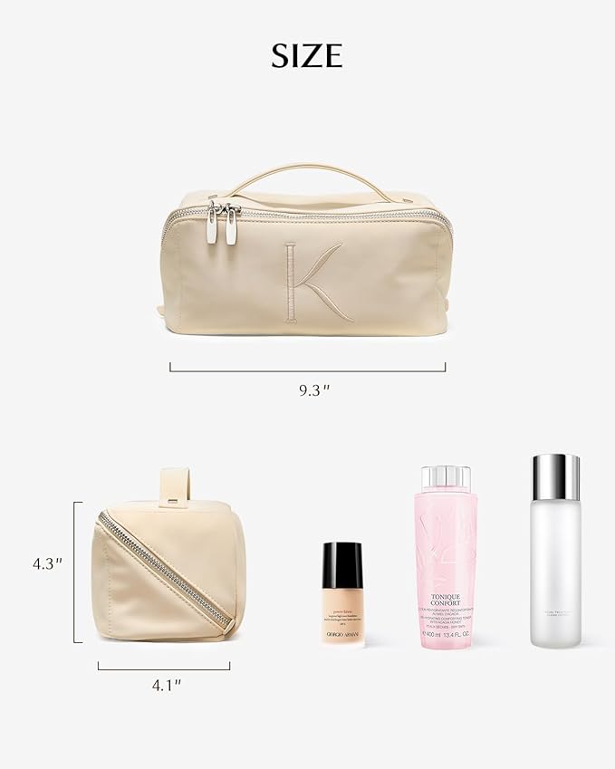 EACHY Personalized Makeup Bag, Travel Cosmetic Bags for Women with Zipper & Handle, Christmas or Birthday Gift for Mom, Wife and Friends