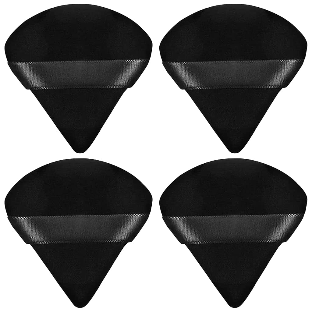 4 facial soft triangle puffs, wet and dry makeup tools, used for powder, mineral powder, body powder, foundation make-up, washable powder puffs (Colour mixture)