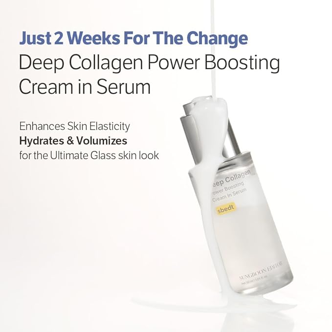 SUNGBOON EDITOR Deep Collagen Serum, 5% Volufiline + 58% Low Molecular Collagen + 2% Niacinamide, Hydrating & Smoothing Face Serum, Korean Skincare, 1.01 fl oz, Gifts for Women