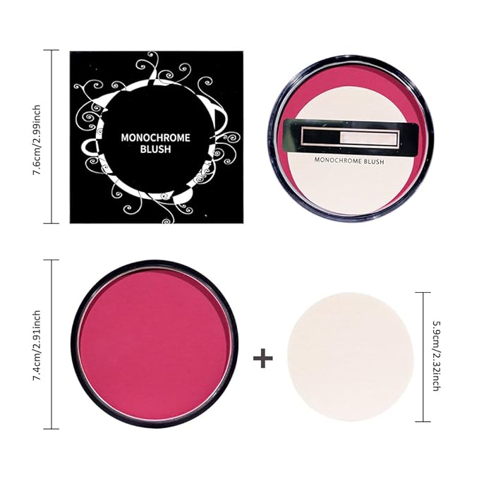 HHLTOH Natural Single Matte for Face Cheeks Blush with Makeup Powder Puff,Bright Red Monochrome Blusher Cream Powder Makeup Palette Blush Long-lasting Color Blendable Foundation for Women Every Day 08
